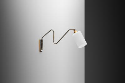 Fluted Brass Wall Lamp with Swing Arm Denmark 1950s