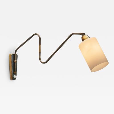 Fluted Brass Wall Lamp with Swing Arm Denmark 1950s