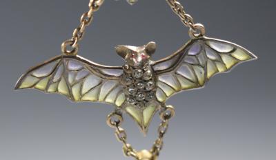 Flying Bat Georg Kleeman Pendant Plique A Jour Sterling Silver