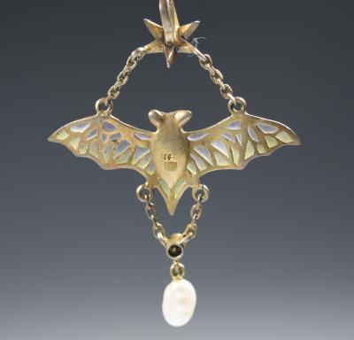Flying Bat Georg Kleeman Pendant Plique A Jour Sterling Silver