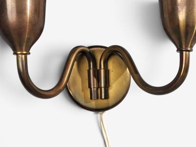Fog M rup Danish Modern Double Wall Light Brass Glass Denmark 1950s