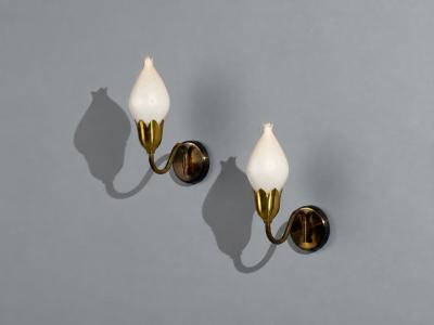 Fog M rup Wall Lights Brass Glass Denmark 1950s