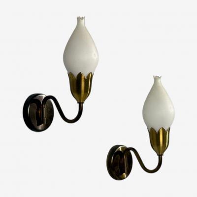 Fog M rup Wall Lights Brass Glass Denmark 1950s