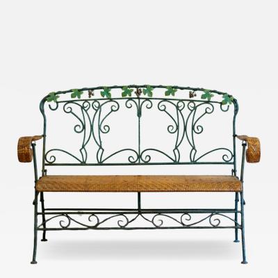 Folding Iron and Bamboo Bench 1950s