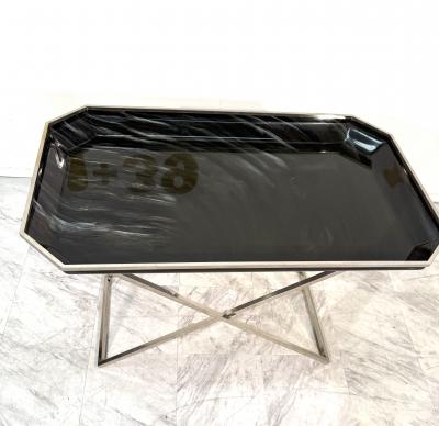 Folding Tray Table in Smoked Glass Chrome 1970s Italy
