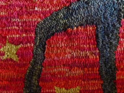 Folk Art Hooked Rug Depicting a Prancing Morgan Horse Vermont