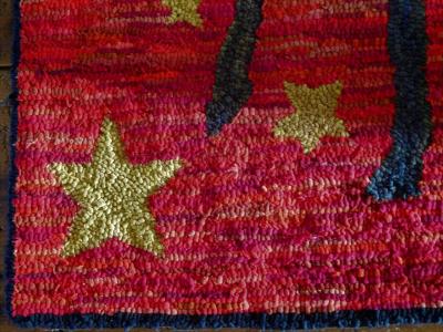 Folk Art Hooked Rug Depicting a Prancing Morgan Horse Vermont