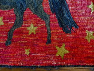 Folk Art Hooked Rug Depicting a Prancing Morgan Horse Vermont