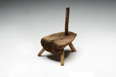 Folk Art Monoxylite Tripod Hearth Chair France 19th Century