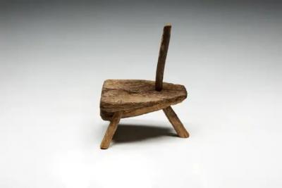 Folk Art Monoxylite Tripod Hearth Chair France 19th Century