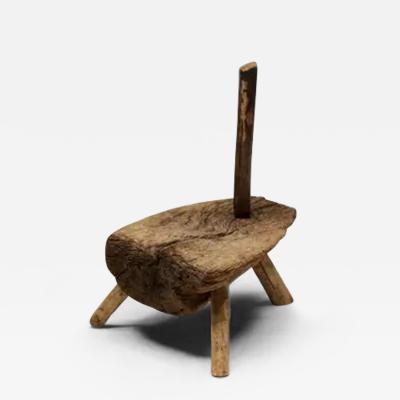 Folk Art Monoxylite Tripod Hearth Chair France 19th Century