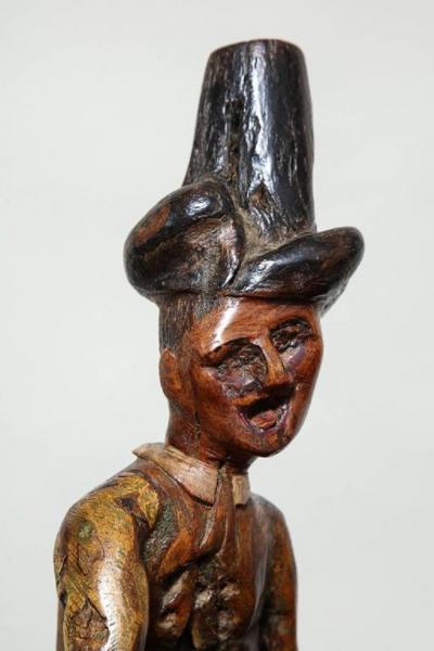 Folk Art Root Carving Man and Dog