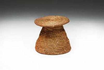 Folk Art Sidetable in Rye Straw France Early 19th Century