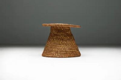 Folk Art Sidetable in Rye Straw France Early 19th Century