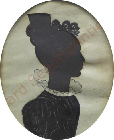 Folk Silhouette of Woman Wearing Ruffed Collar