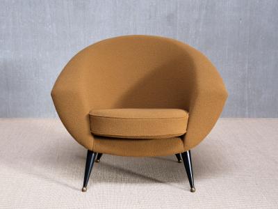 Folke Jansson Folke Jansson Tellus Armchair in Ocre Wool Boucl SM Wincrantz Sweden 1950s