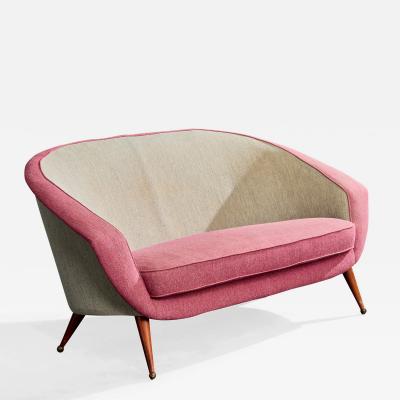 Folke Jansson Sofa with Fabric Teak and Brass Sweden 1950s