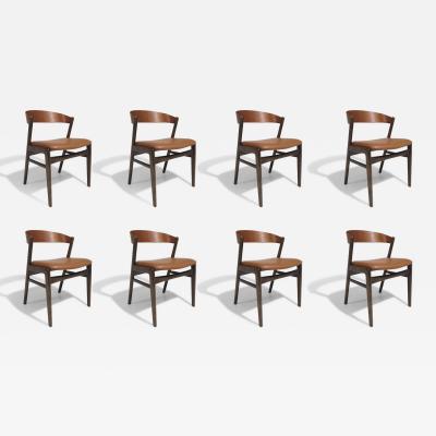Folke Ohlsson Eight Folke Ohlsson for Dux Curved Back Walnut Danish Dining Chairs