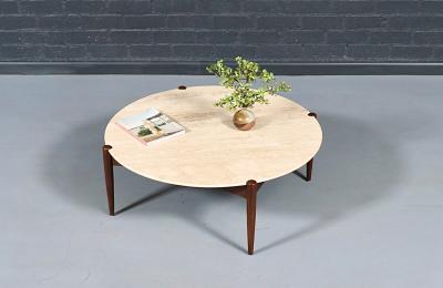 Folke Ohlsson Folke Ohlsson Model 1304 T Roman Travertine Top Coffee Table for Dux