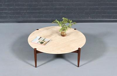 Folke Ohlsson Folke Ohlsson Model 1304 T Roman Travertine Top Coffee Table for Dux