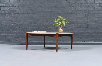 Folke Ohlsson Folke Ohlsson Model 1304 T Roman Travertine Top Coffee Table for Dux