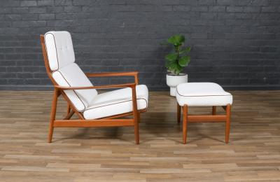 Folke Ohlsson Folke Ohlsson Model 71 C Teak Lounge Chair w Ottoman for Dux