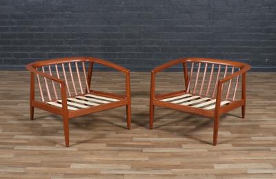 Folke Ohlsson Folke Ohlsson Model 72 C Teak Lounge Chairs for Dux