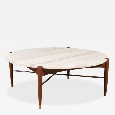 Folke Ohlsson Folke Ohlsson Sculpted Coffee Table w Roman Travertine Top for Dux