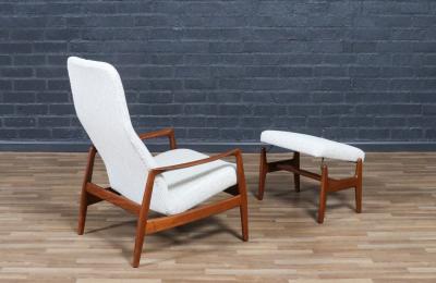 Folke Ohlsson Folke Ohlsson Walnut Reclining Chair w Ottoman for Dux