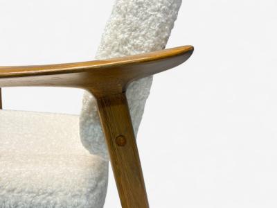 Folke Ohlsson Folke Ohlsson attr Swedish Modern White Shearling Oak Arm Chairs 1960s