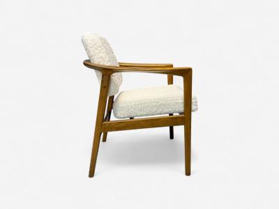 Folke Ohlsson Folke Ohlsson attr Swedish Modern White Shearling Oak Arm Chairs 1960s
