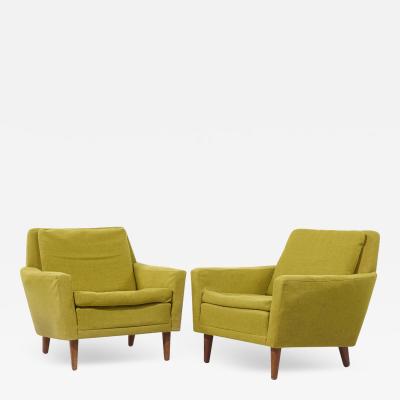 Folke Ohlsson Folke Ohlsson for Dux Mid Century Danish Teak Lounge Chairs Pair