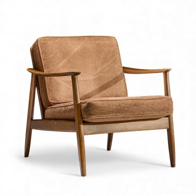 Folke Ohlsson Folke Ohlsson for Dux Model 247 Mid Century Walnut and Cane Lounge Chairs Pair
