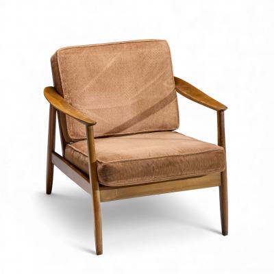 Folke Ohlsson Folke Ohlsson for Dux Model 247 Mid Century Walnut and Cane Lounge Chairs Pair