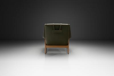 Folke Ohlsson Green Leather Armchair by Folke Ohlsson Attr Sweden Mid 20th Century