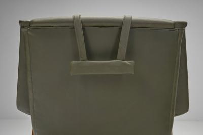 Folke Ohlsson Green Leather Armchair by Folke Ohlsson Attr Sweden Mid 20th Century