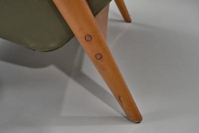 Folke Ohlsson Green Leather Armchair by Folke Ohlsson Attr Sweden Mid 20th Century