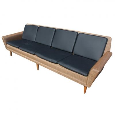Folke Ohlsson Swedish Dux Leather Sofa by Folke Ohlsson