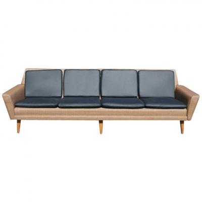 Folke Ohlsson Swedish Dux Leather Sofa by Folke Ohlsson