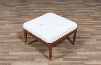 Folke Ohlsson Swedish Modern Boucle Leather Stool by Folke Ohlsson for Dux