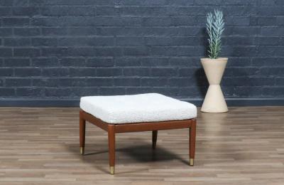 Folke Ohlsson Swedish Modern Boucle Leather Stool by Folke Ohlsson for Dux