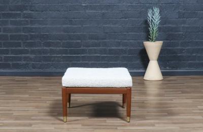 Folke Ohlsson Swedish Modern Boucle Leather Stool by Folke Ohlsson for Dux