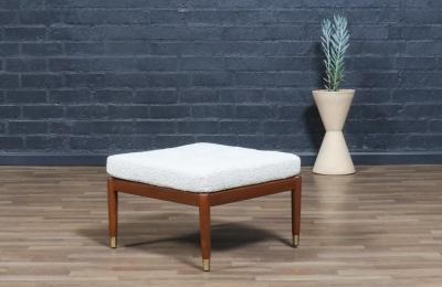 Folke Ohlsson Swedish Modern Boucle Leather Stool by Folke Ohlsson for Dux