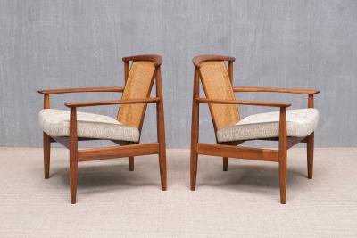Folke Ohlsson Three Folke Ohlsson Dallas Armchairs in Teak and Cane DUX Sweden 1960s