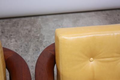 Folke Olhsson Swedish Modern Leather and Teak Lounge Chairs by Folke Ohlsson for Dux