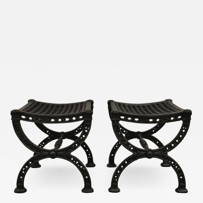 Fonderie de Val dOsne Pair of French X Frame Iron Stools