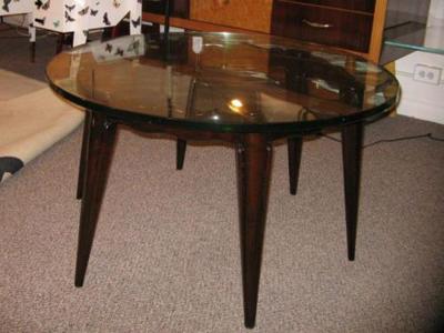 Fontana Arte A Round Cocktail Table in Mahogany and Glass by Fontana Arte