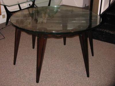 Fontana Arte A Round Cocktail Table in Mahogany and Glass by Fontana Arte