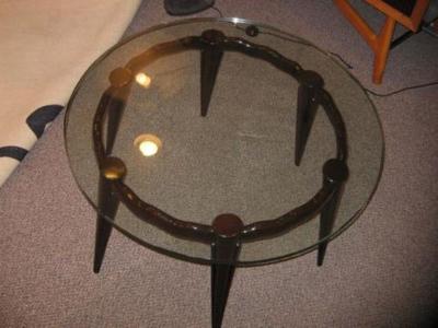 Fontana Arte A Round Cocktail Table in Mahogany and Glass by Fontana Arte