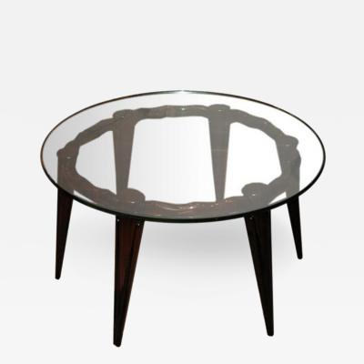 Fontana Arte A Round Cocktail Table in Mahogany and Glass by Fontana Arte